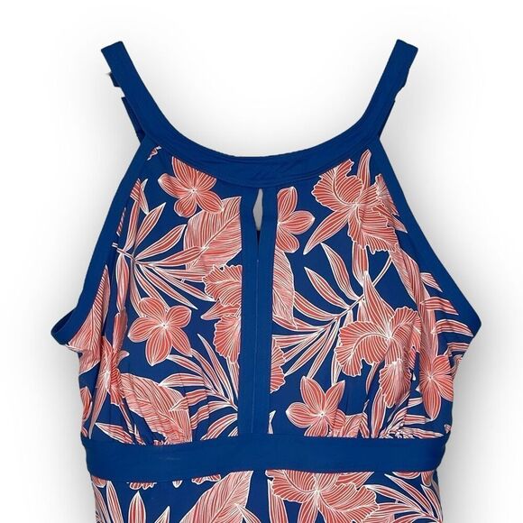 Lands’ End 20 W DDD Tummy Control Keyhole High Neck Tankini Top Swimsuit - Picture 3 of 9